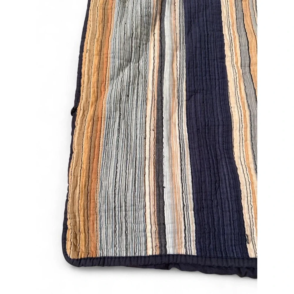 Pillow Sham Striped Quilted Cotton Martha Stewart Discontinued Coastal Cottage